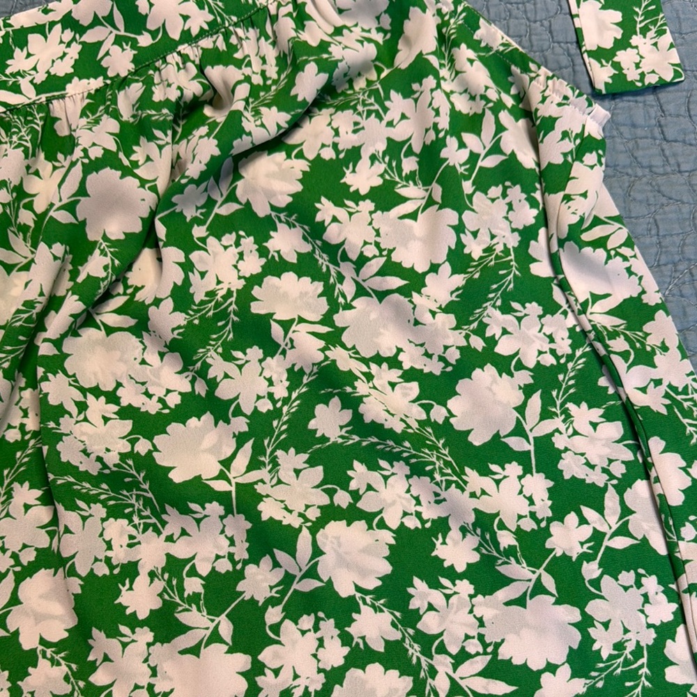 Mittoshop Green and White Wrap Tie Front Top - Picture 5 of 7